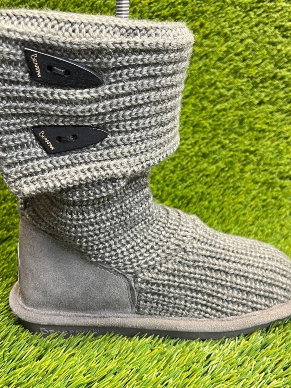 Bearpaw Knit Tall Womens Size 7 Gray Classic Outdoor Fashion Winter Boots